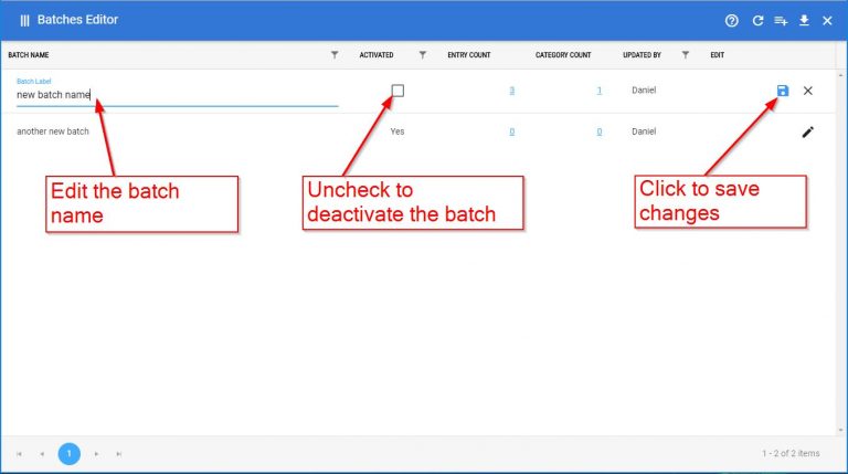 Using the Batches Editor